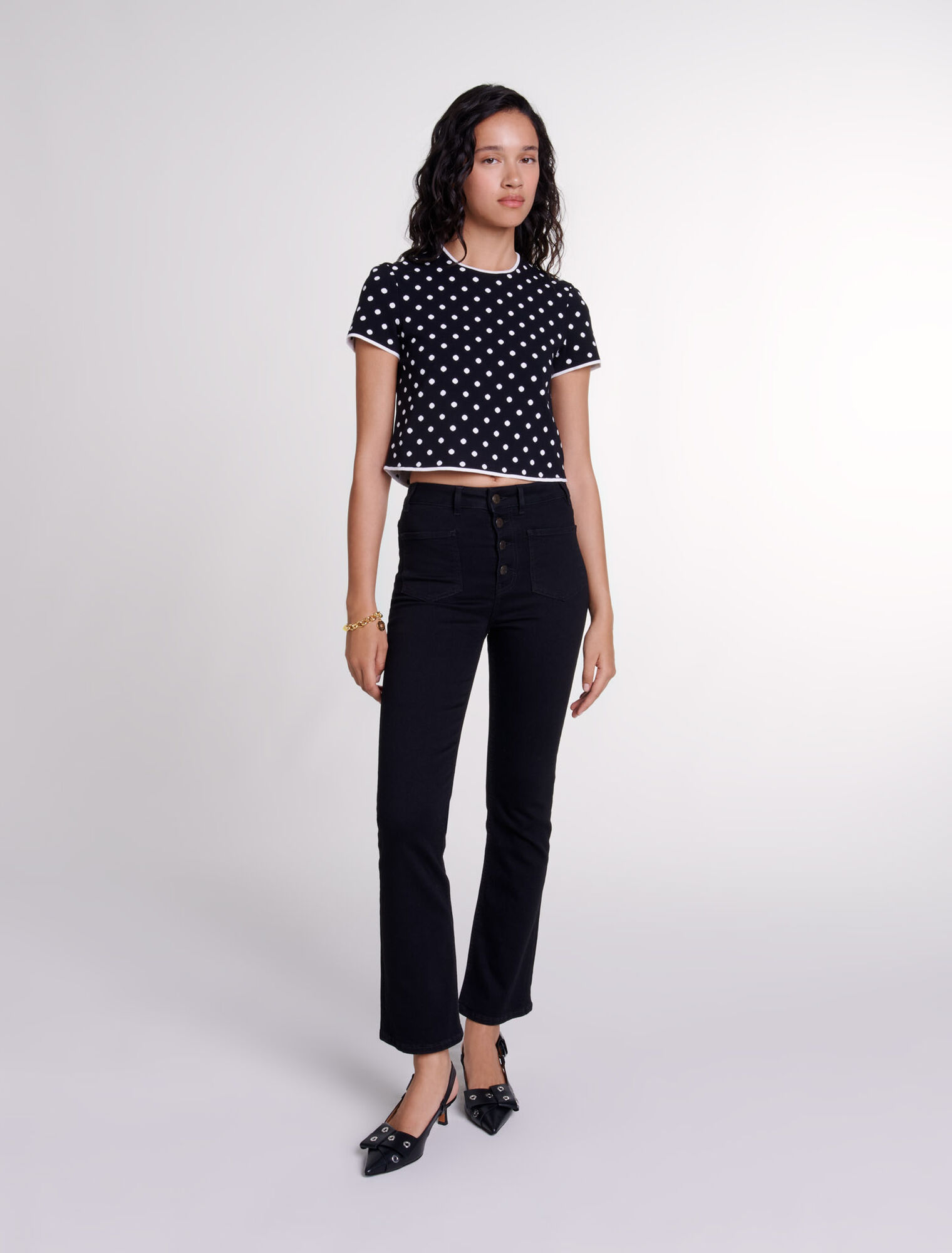 Top de punto jacquard 