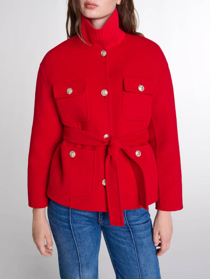 Chaqueta reversible con cintur&oacute;n