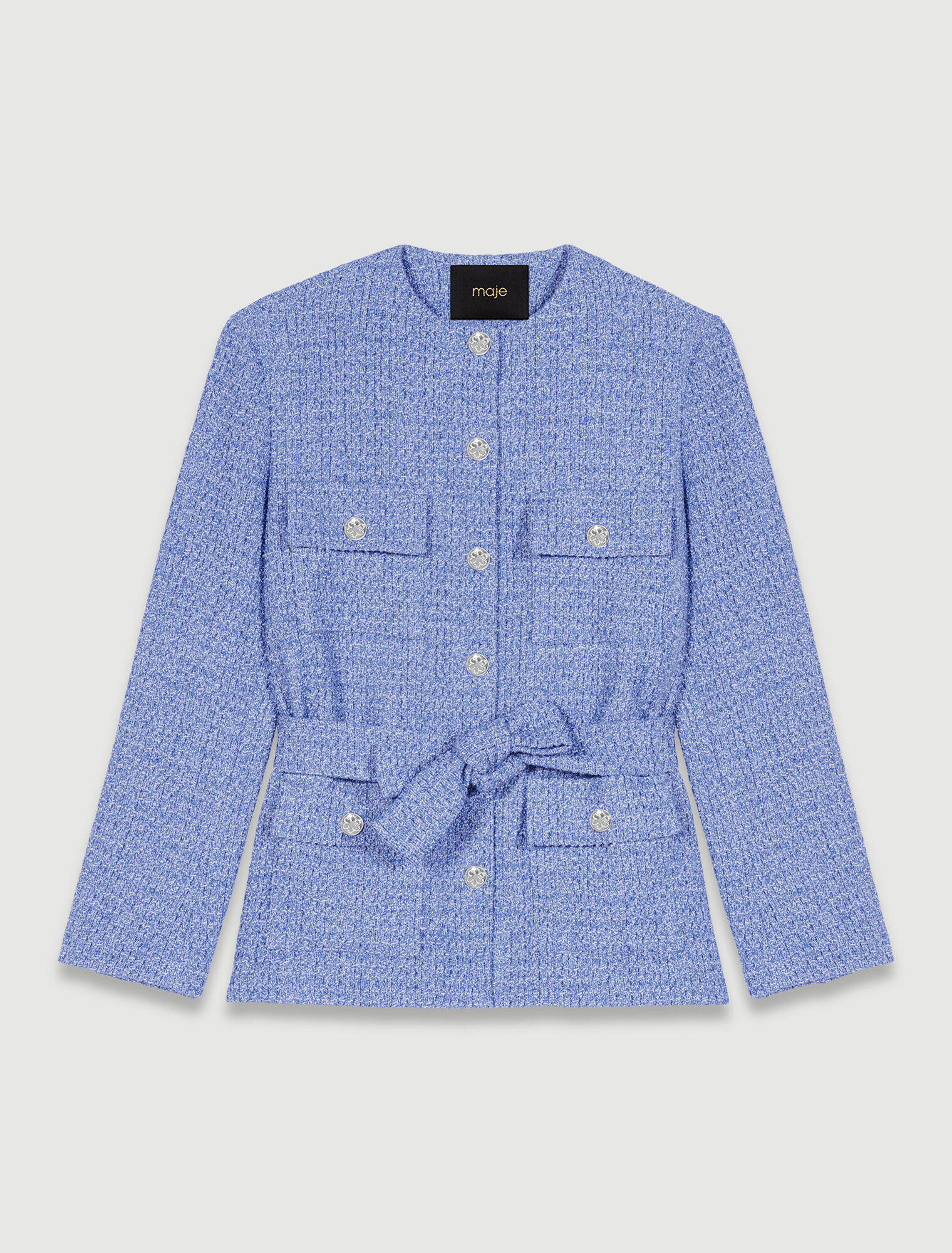 Chaqueta de tweed con cinturón