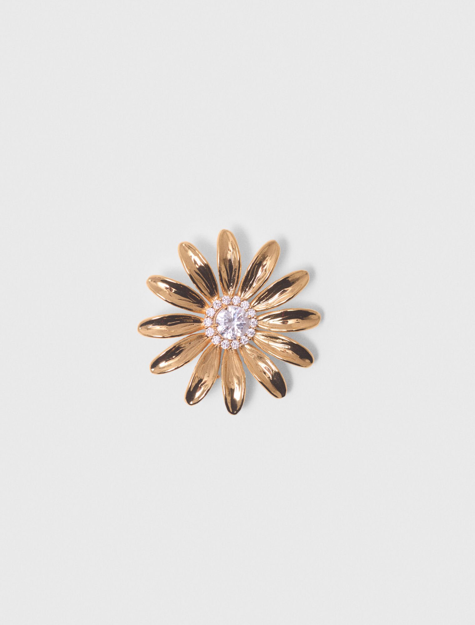 Broche flores doradas con strass