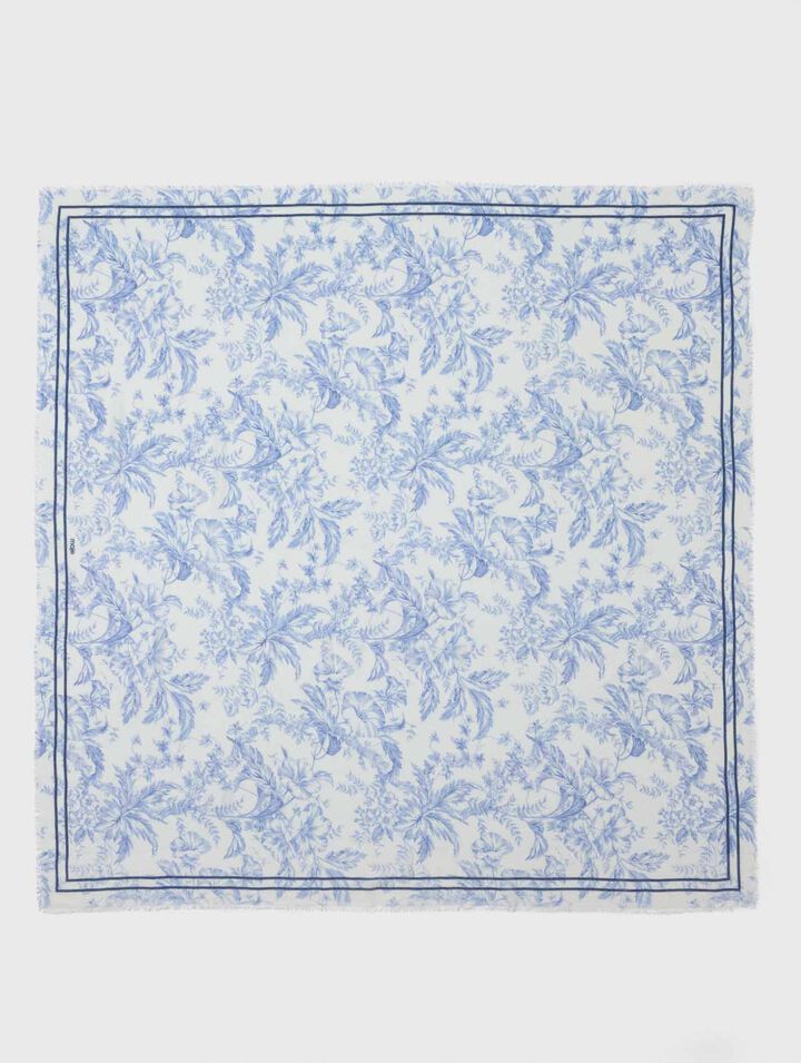 Chal de lana mixta estampado floral