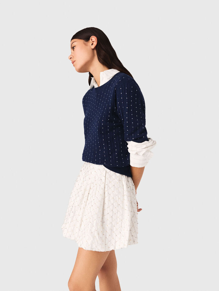 Falda globo bordada con perlas