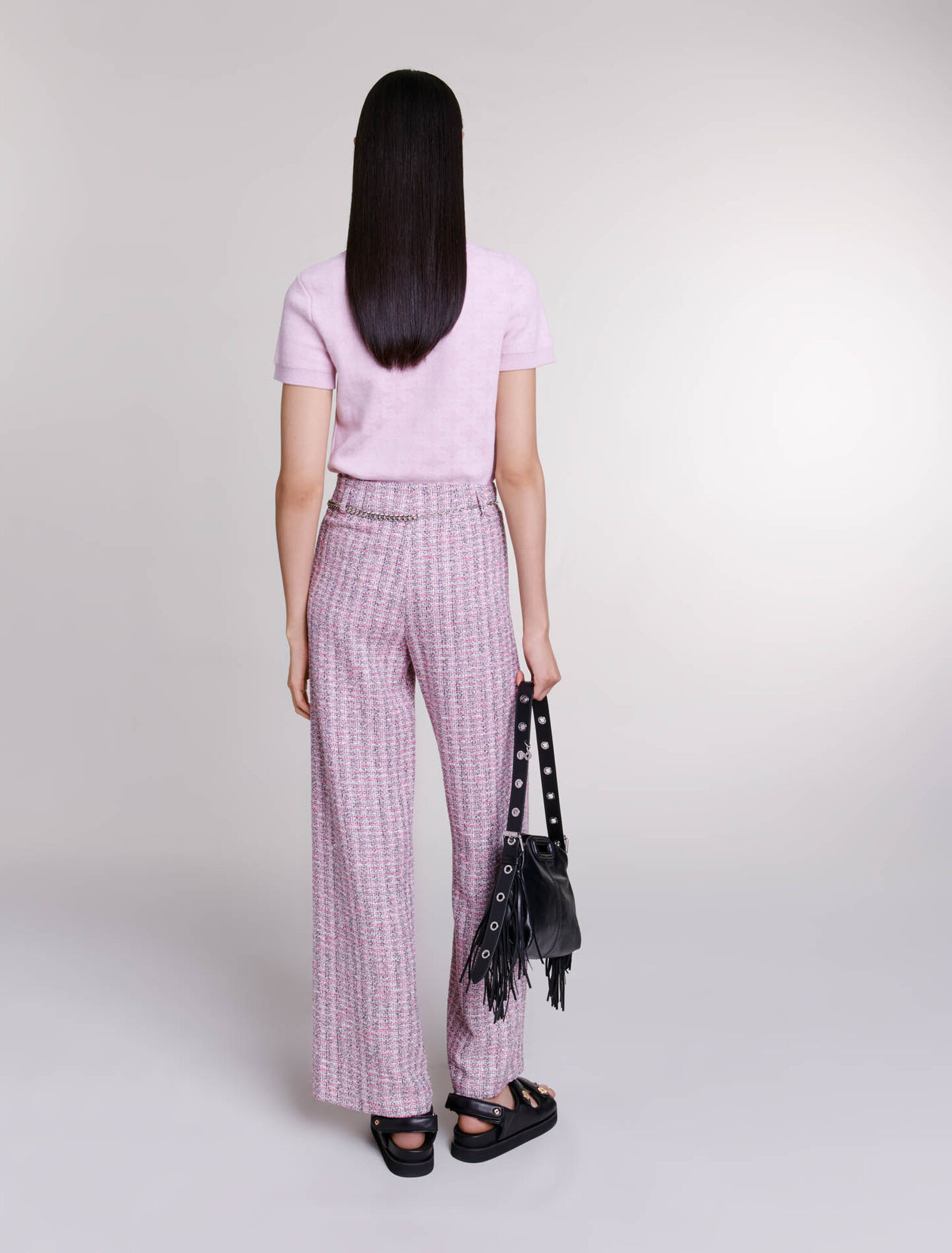 Pantalón ancho de tweed