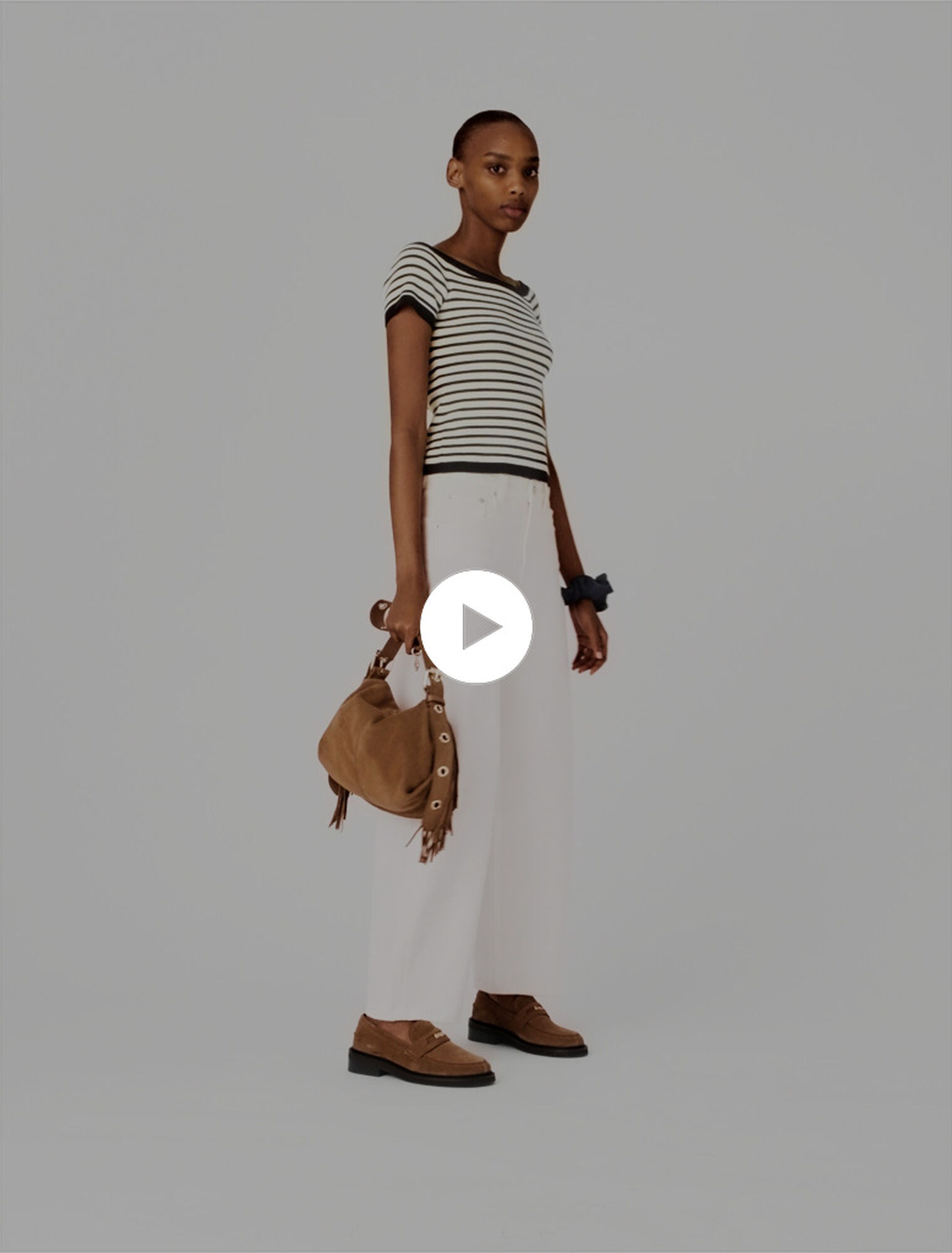 Top de punto de canal&eacute; cuello barco