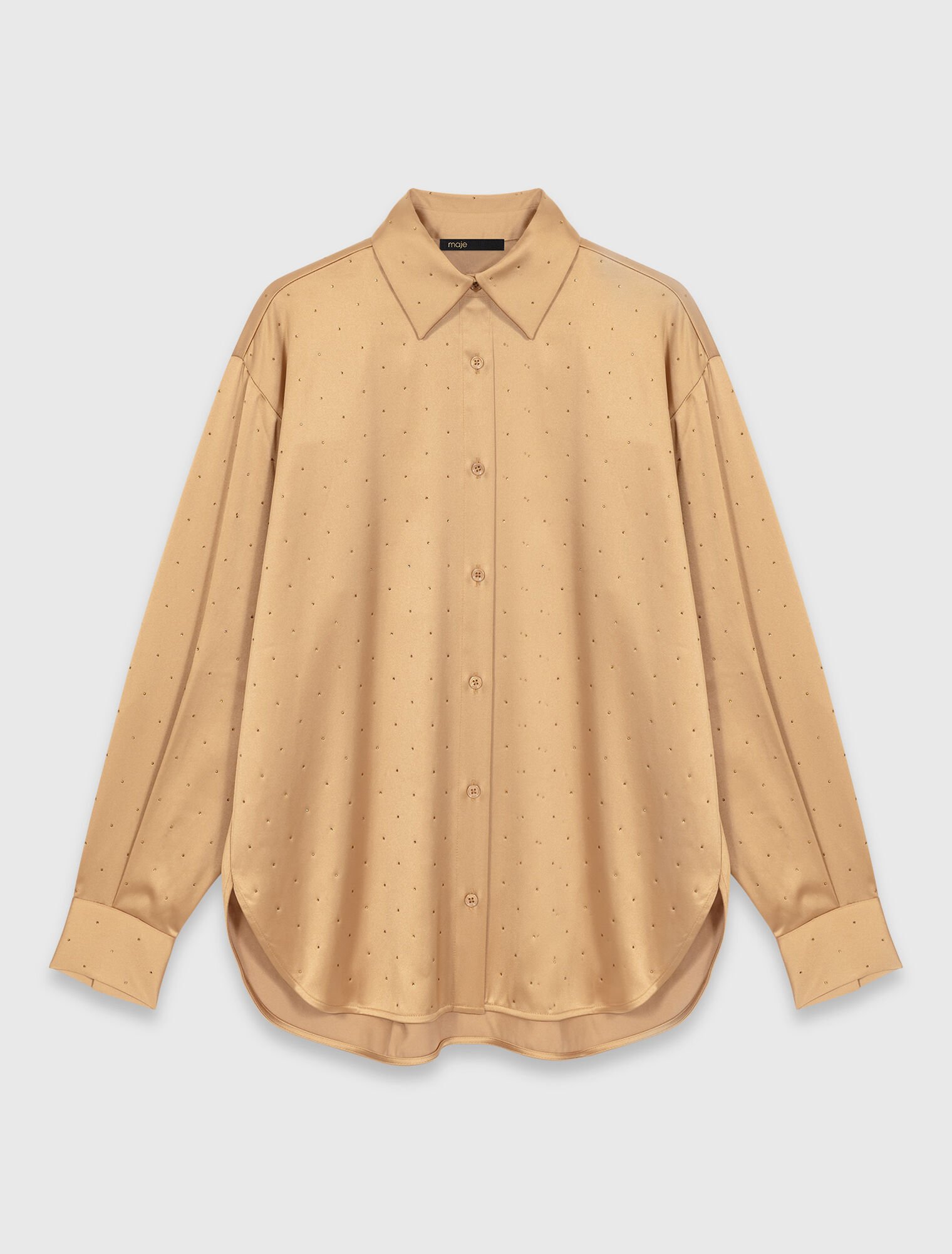 Camisa satinada con pedrer&iacute;a