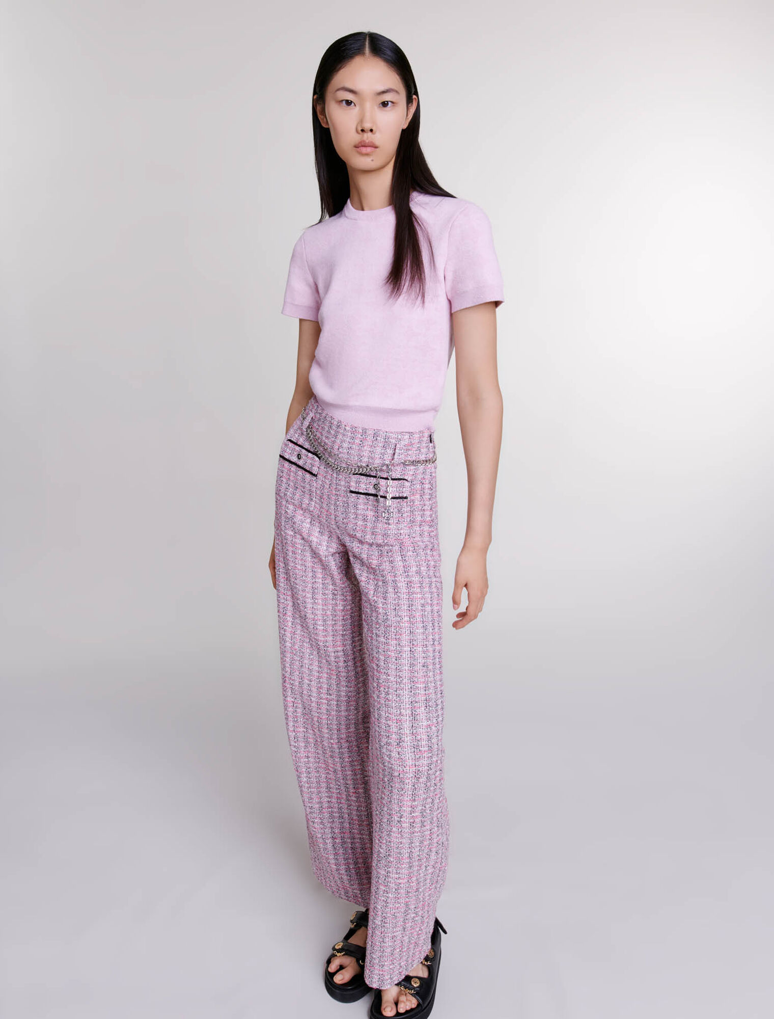 Pantalón ancho de tweed