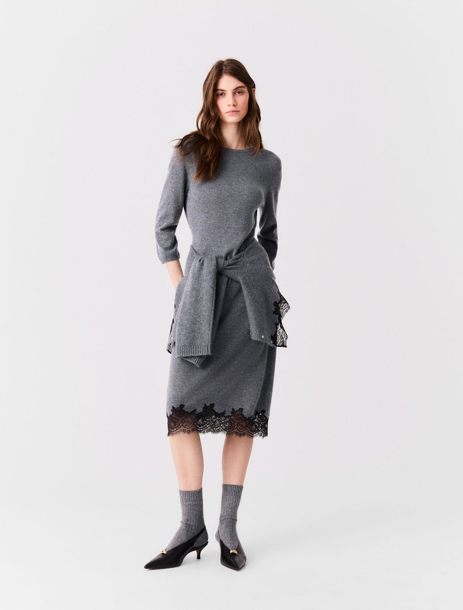 Vestido con panel de encaje