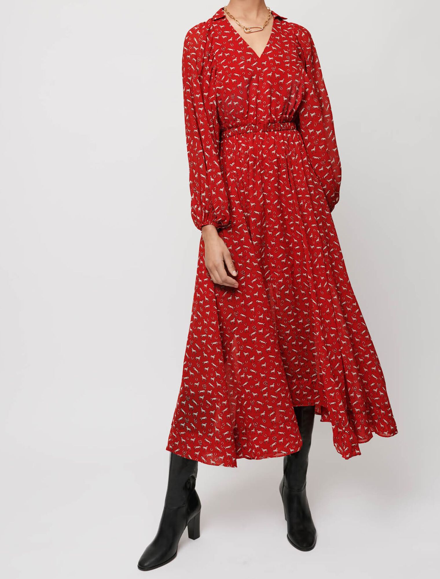 Vestido de gasa con estampado