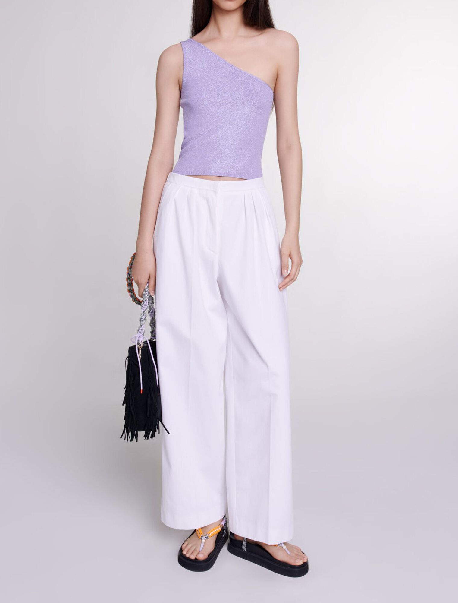 Top corto asimétrico metalizado