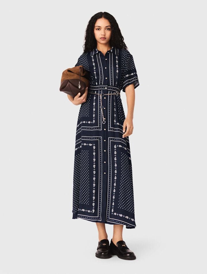 Vestido largo fluido con estampado