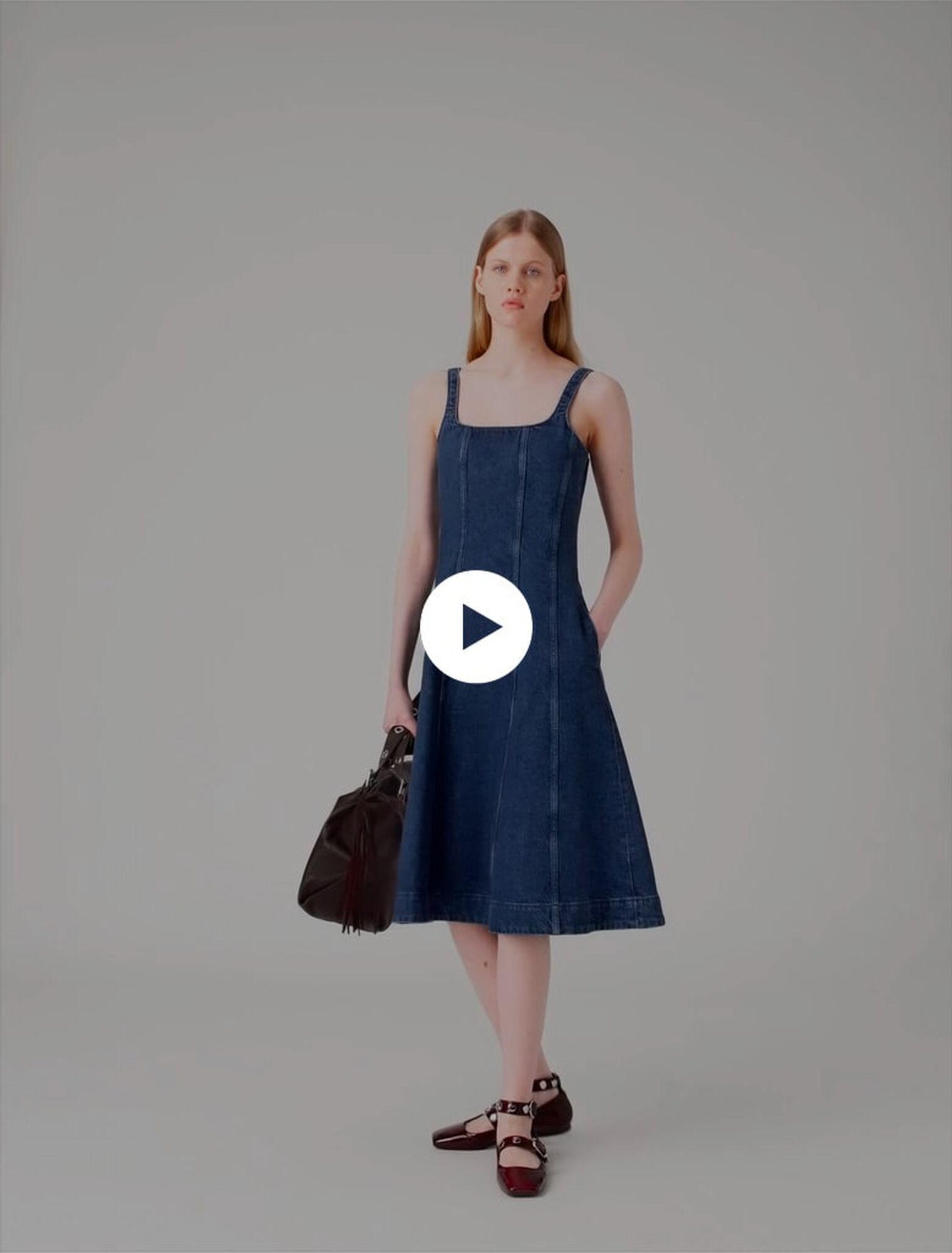 Vestido babydoll largo de denim
