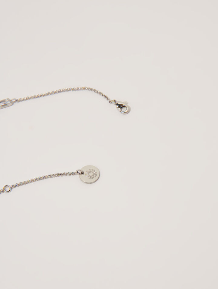 Collar gargantilla de strass plateado