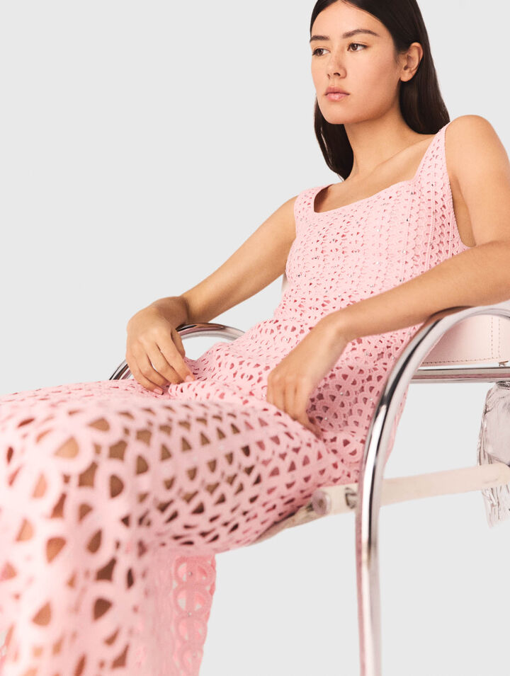 Vestido midi ganchillo con strass