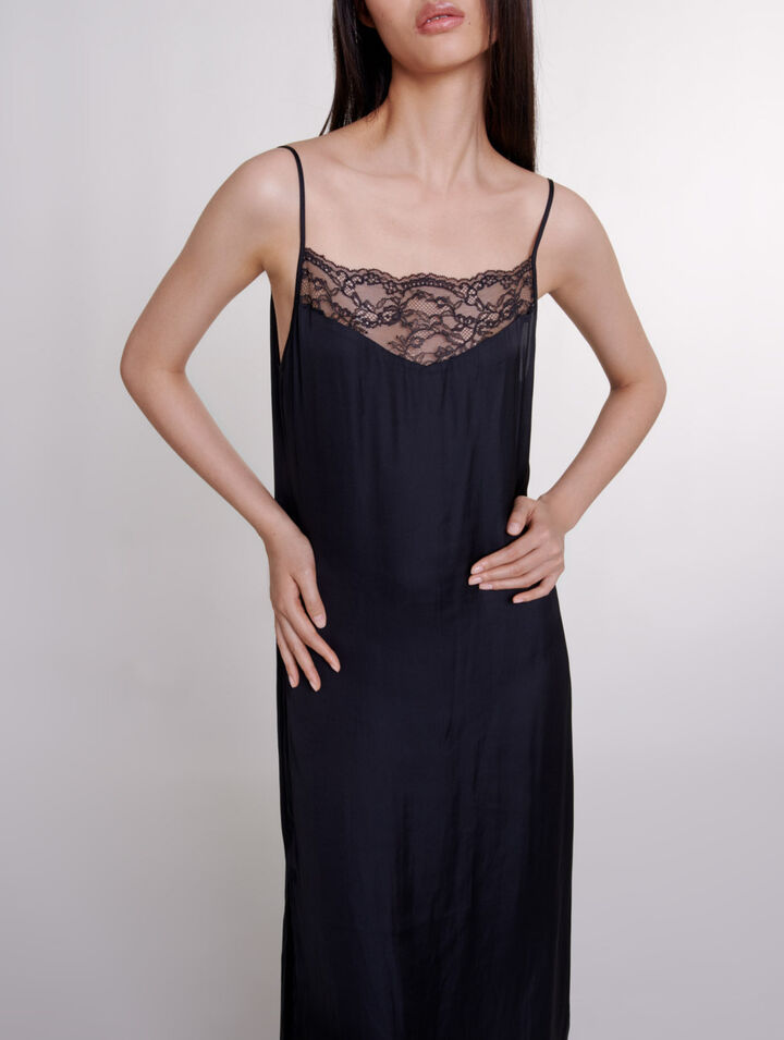 Vestido largo de satén