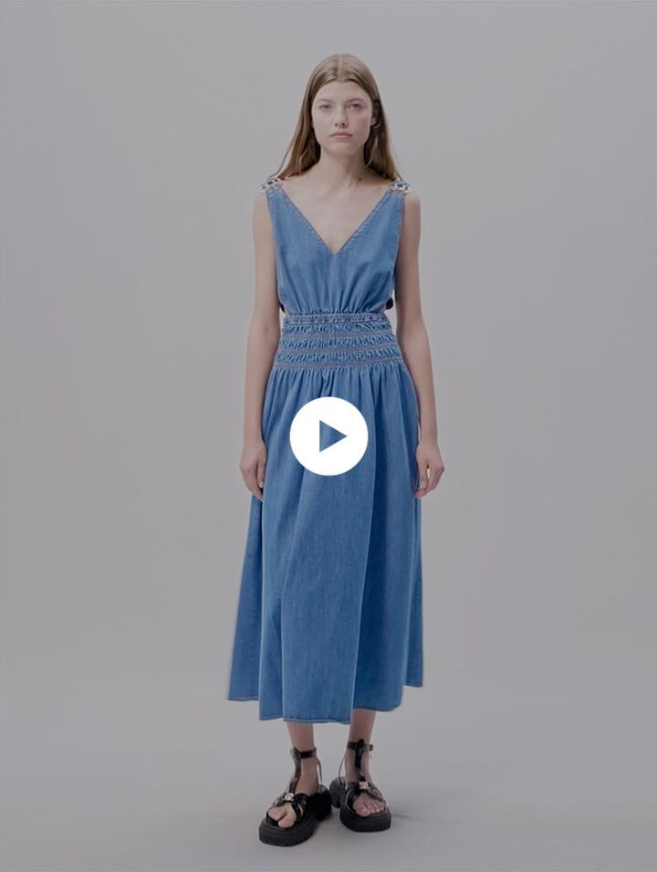 Vestido vaquero largo calado