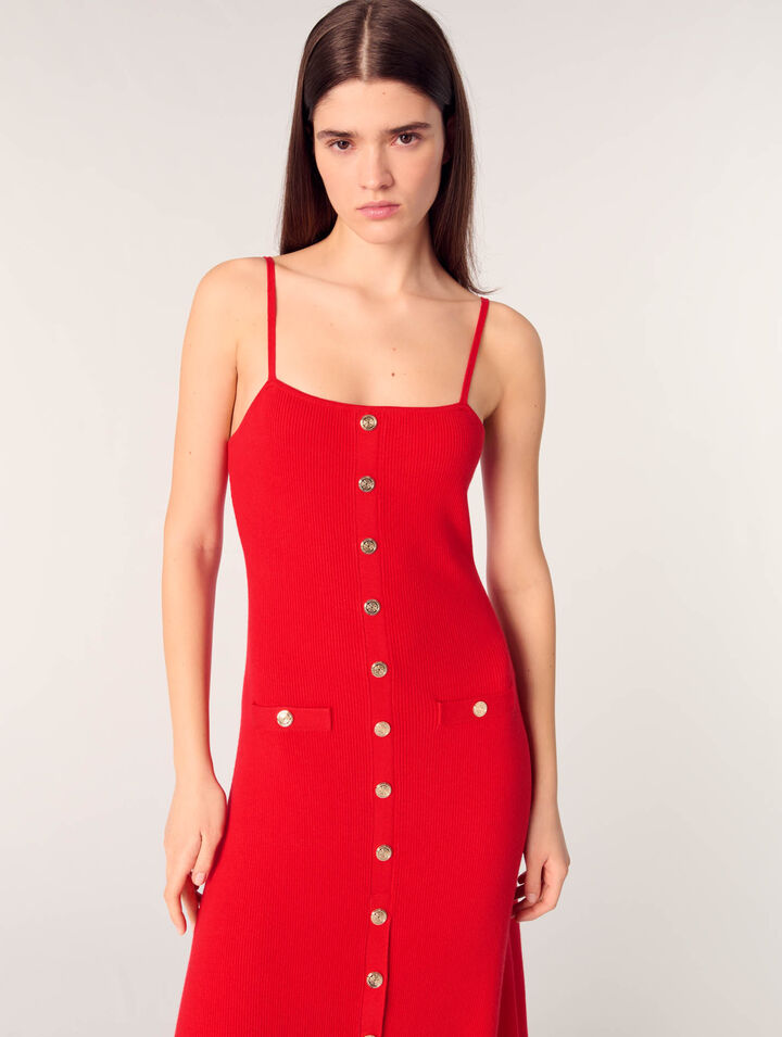 Vestido largo de punto de canalé