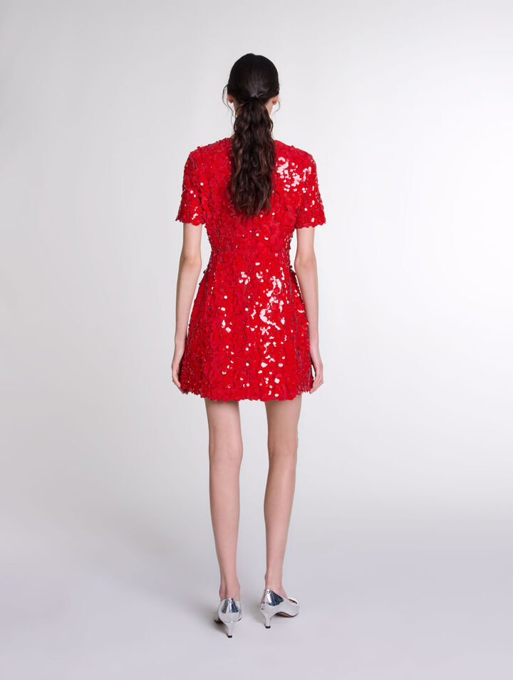Vestido corto lentejuelas flores