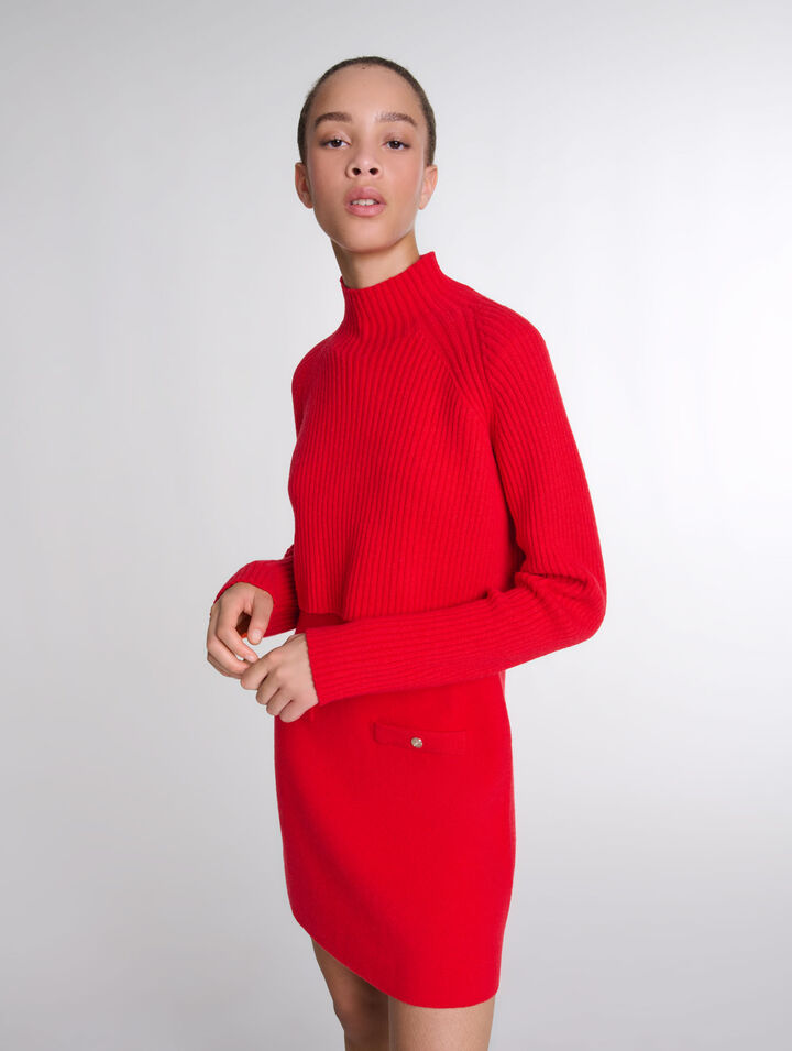 Vestido corto 2-en-1 de punto