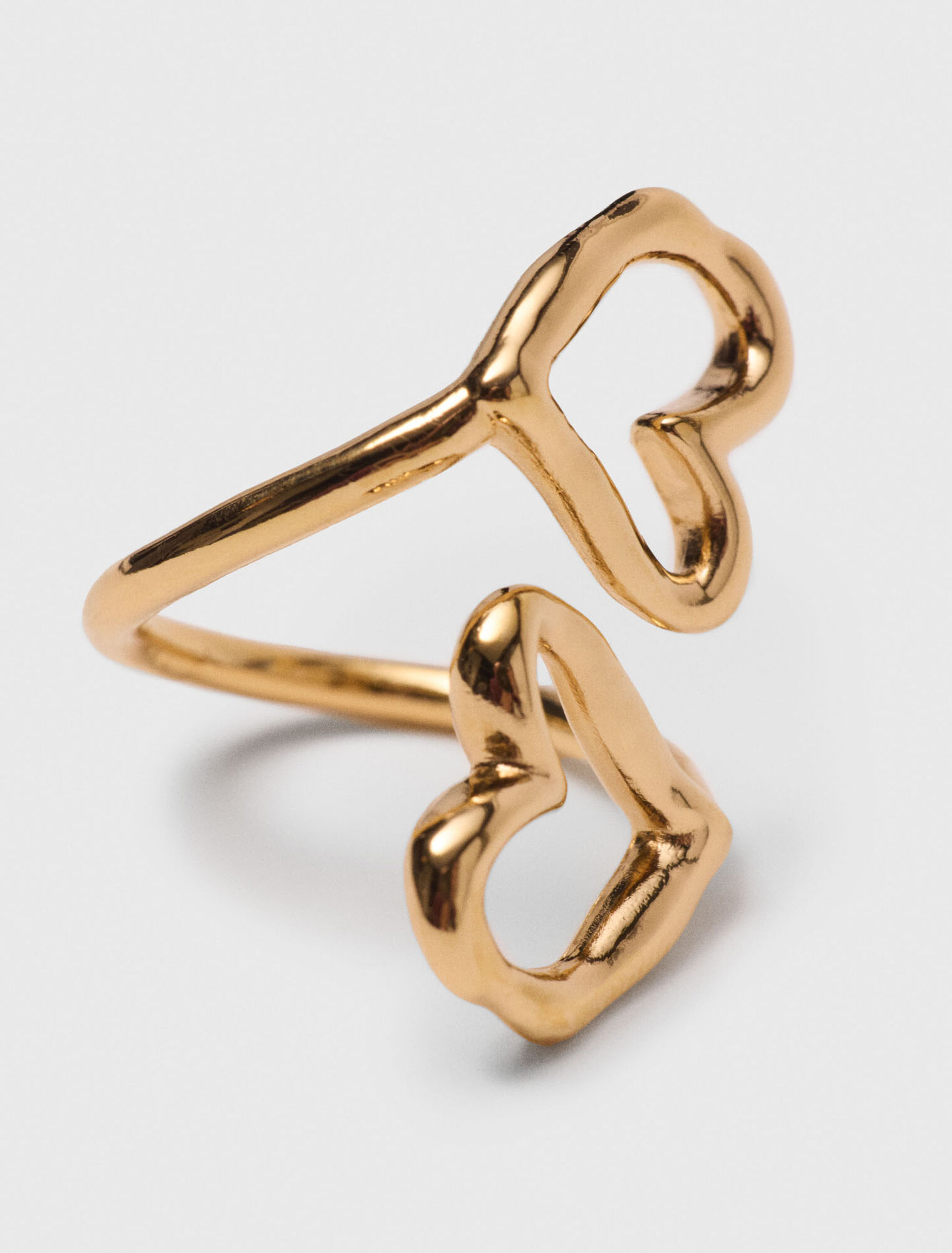 Anillo doble corazón chapado oro