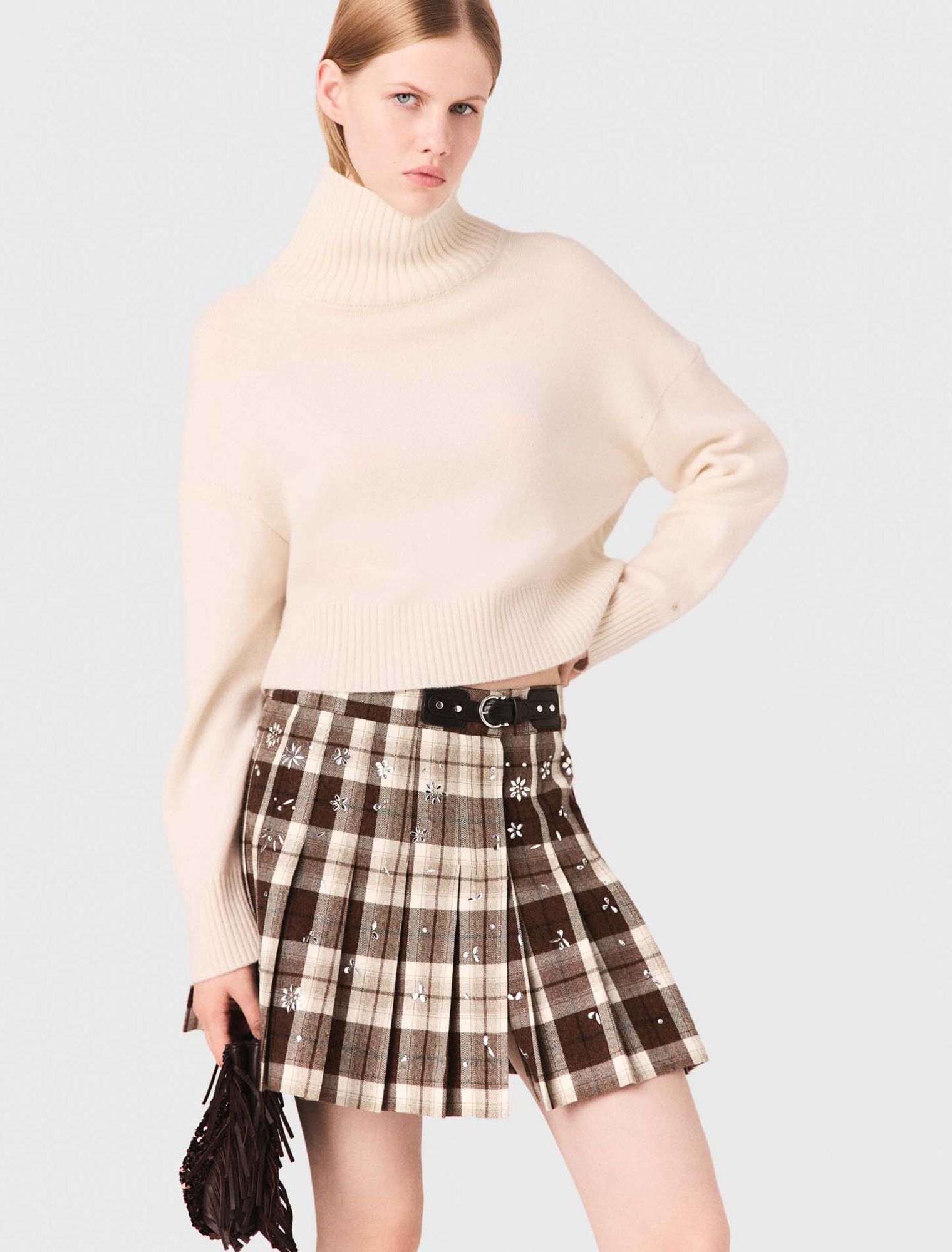 Falda kilt de cuadros con pedrería