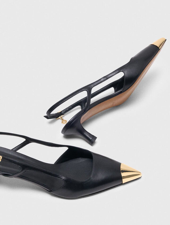 Zapatos de tacón slingback de piel