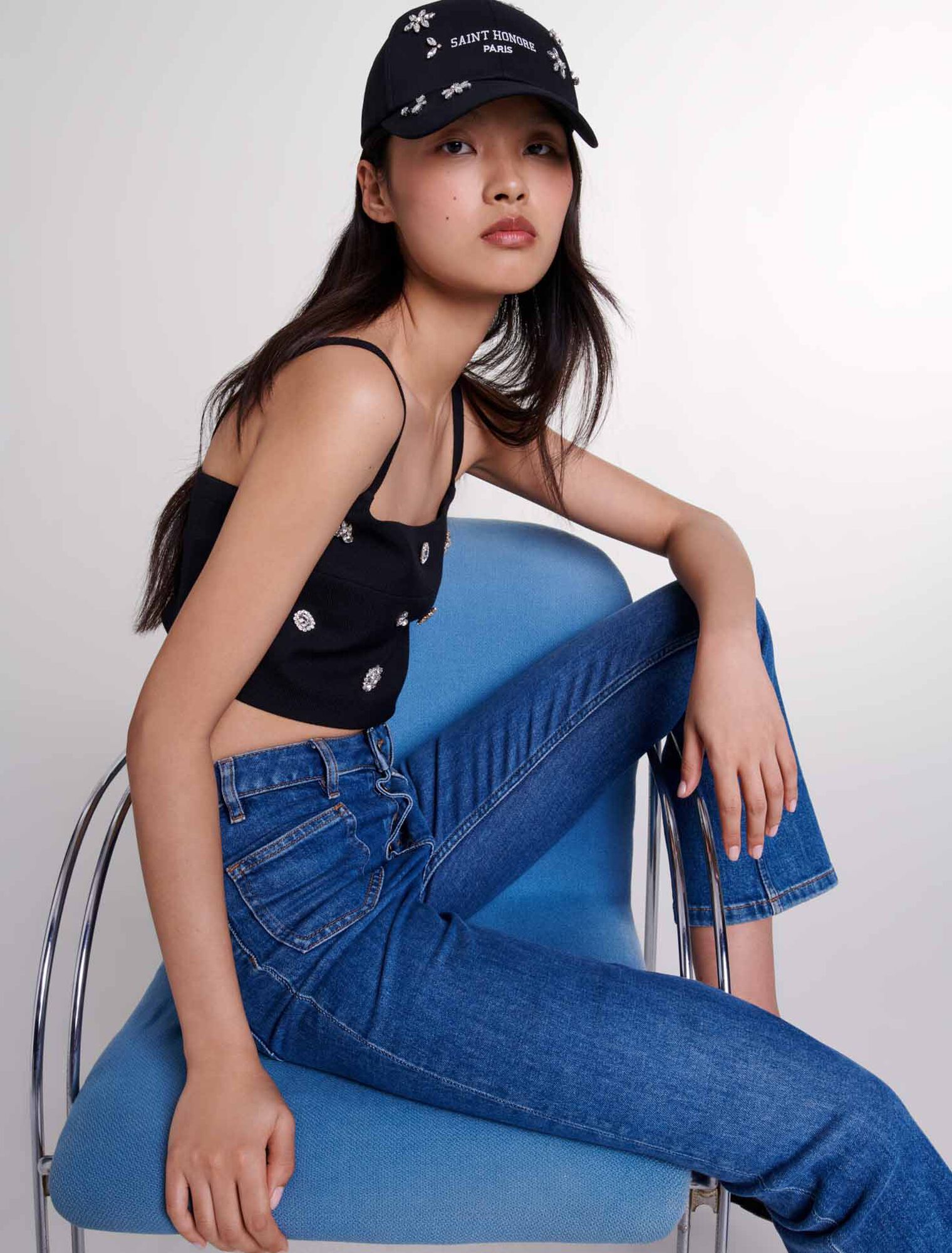 Crop top con strass