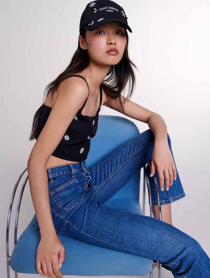 Crop top con strass