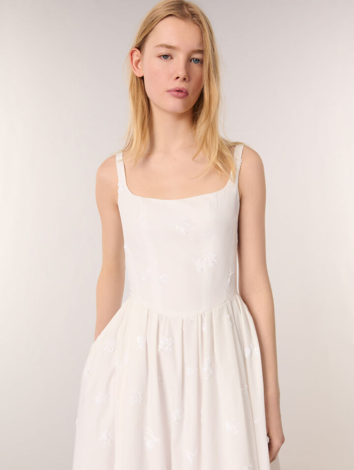Vestido midi de algodón bordado