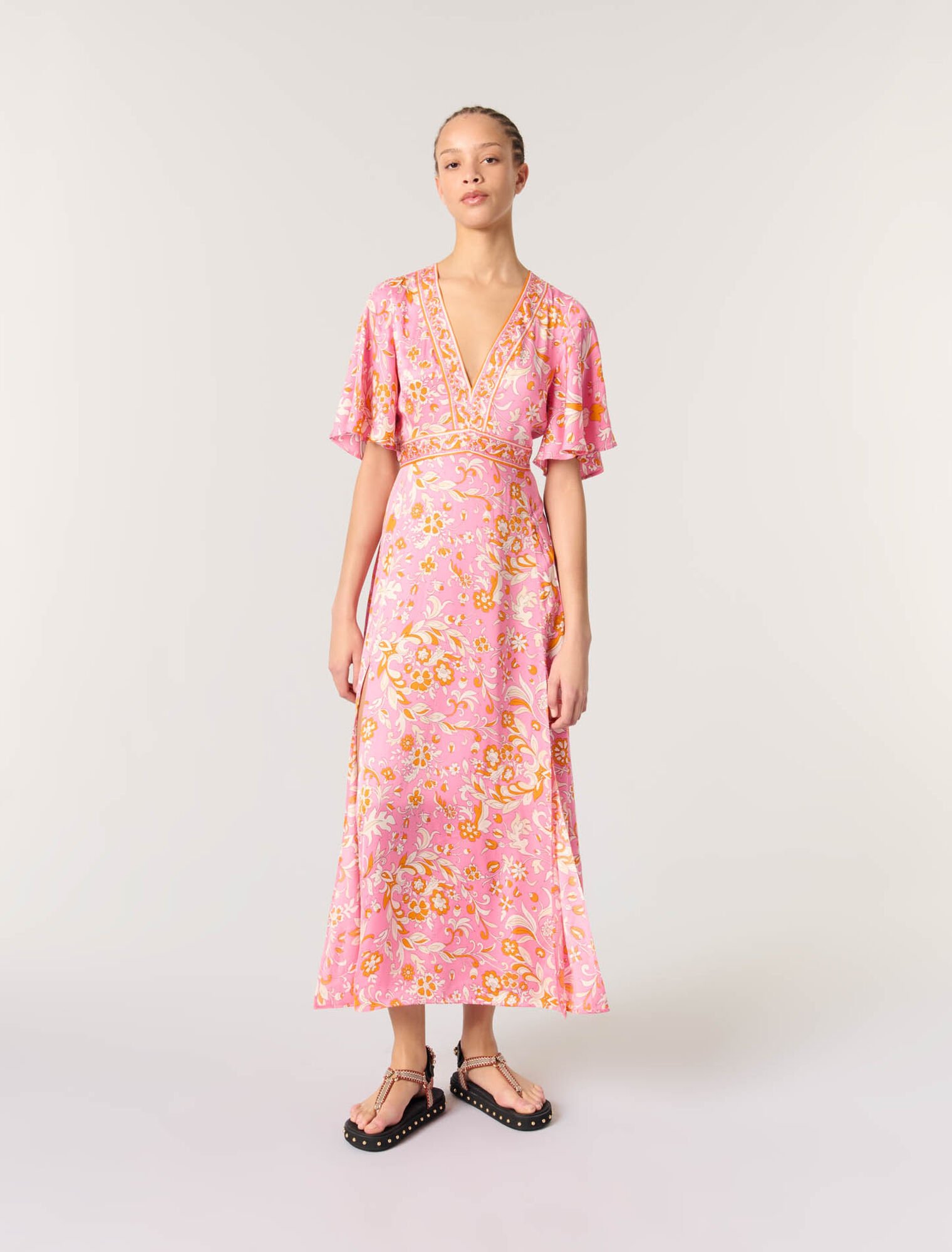 Vestido largo fluido estampado 