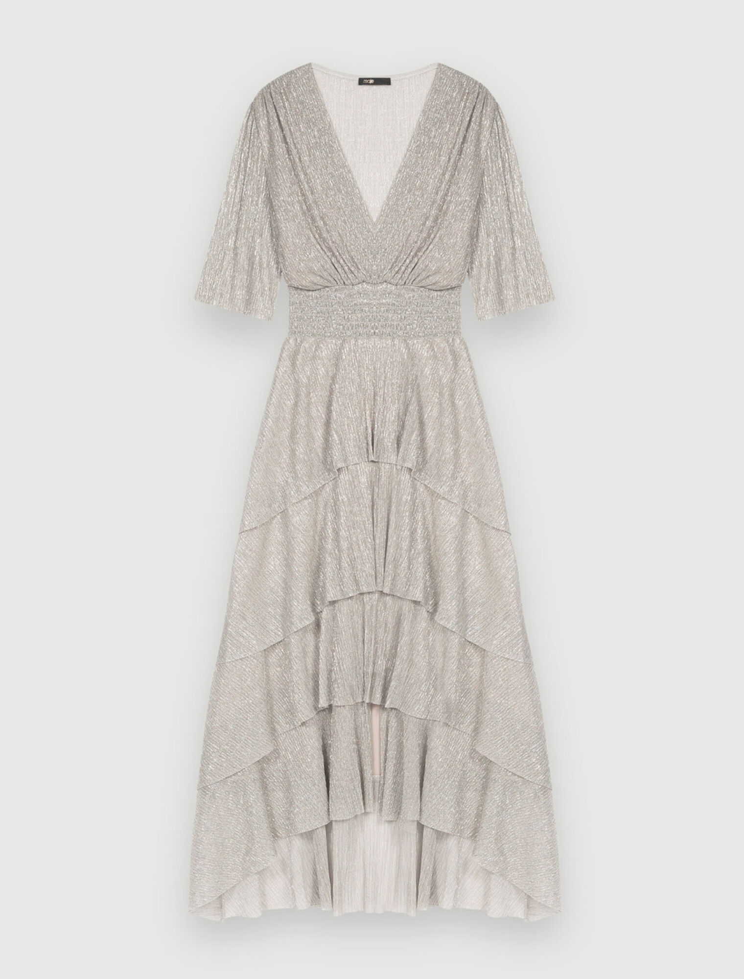 Vestido con volantes totalmente de lamé