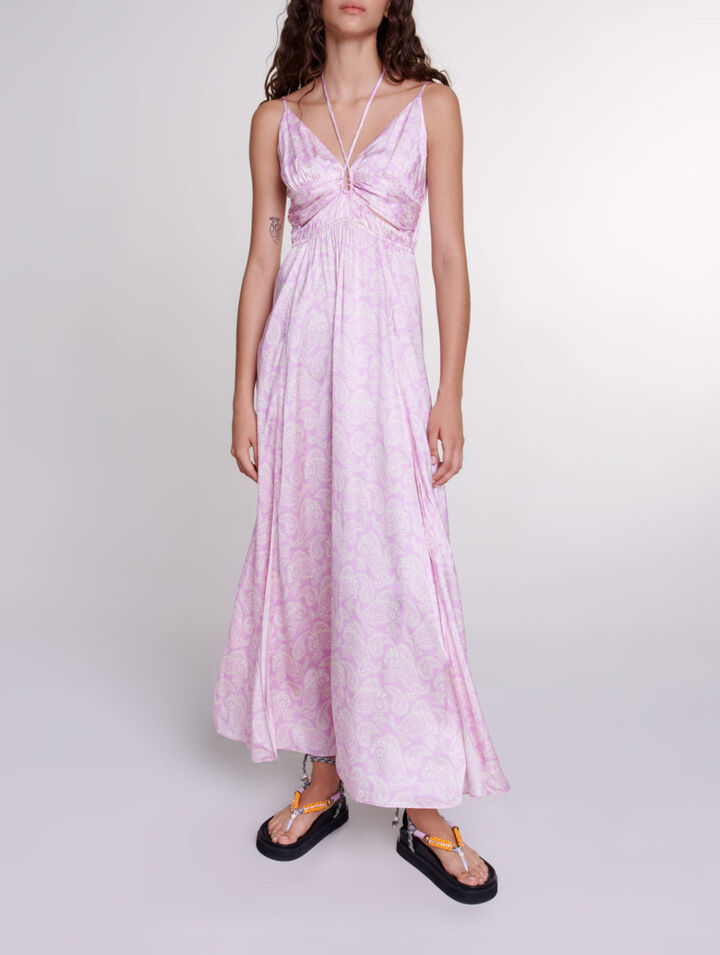 Vestido largo con estampado calado