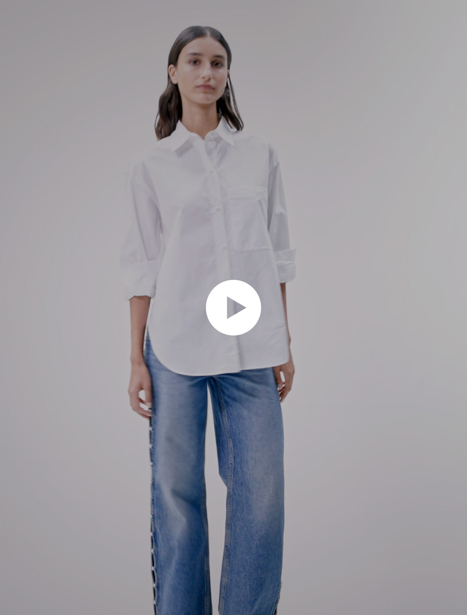 Camisa de popelina de algodón blanca