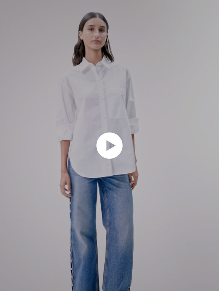 Camisa de popelina de algodón blanca
