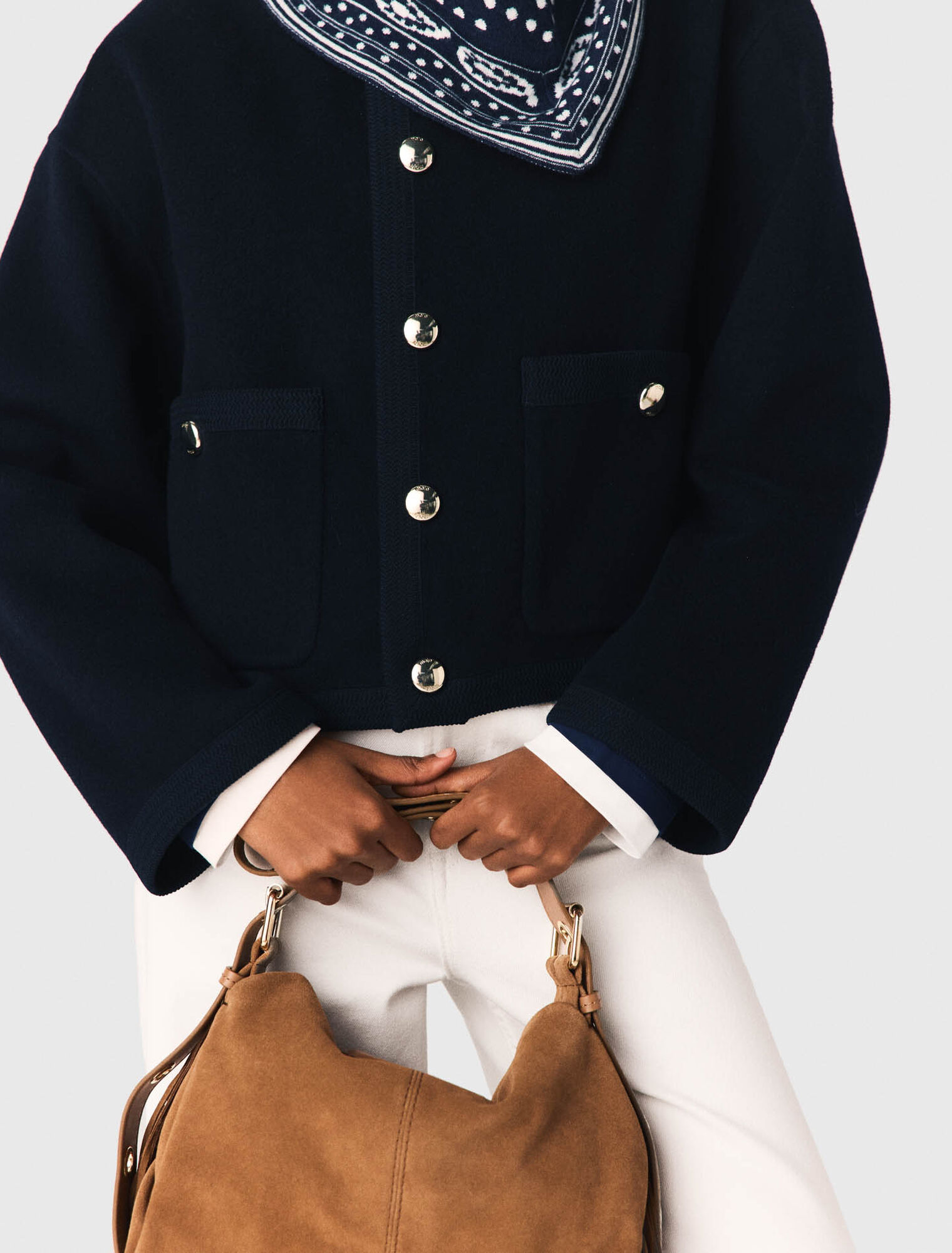 Chaqueta doble cara, gal&oacute;n trenzado