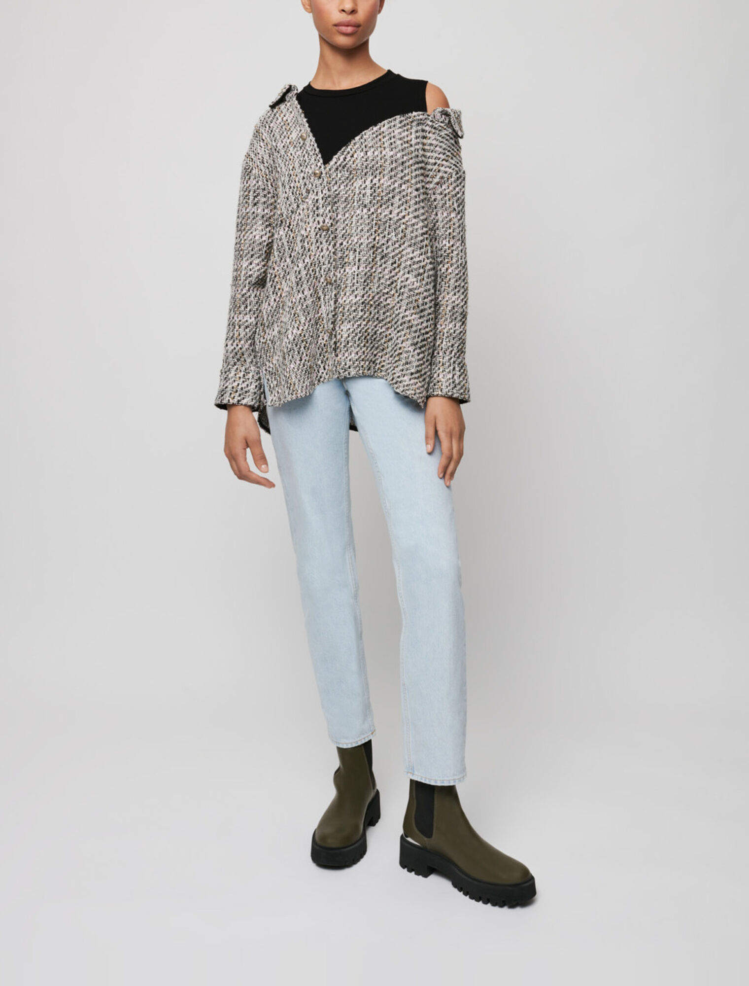 Camisa de tweed trampantojo