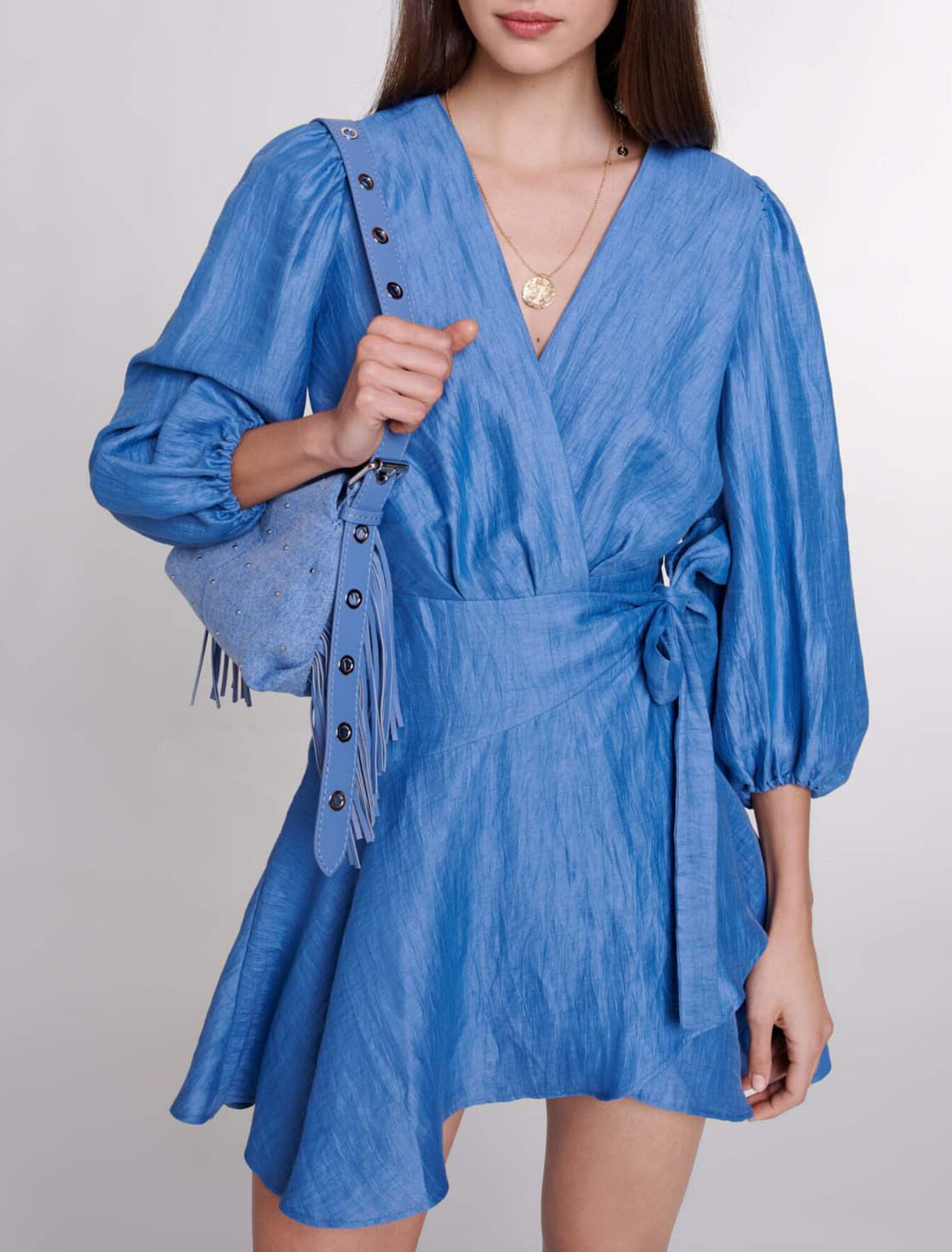 Vestido cruzado de lino