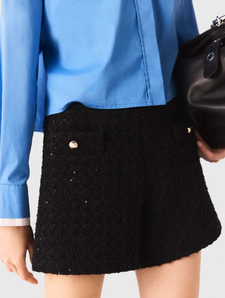 Short de tweed con pedrería