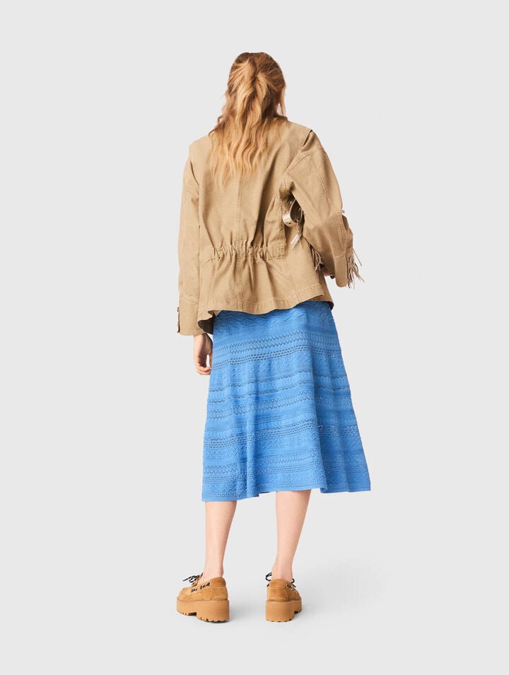 Chaqueta denim con espalda plisada