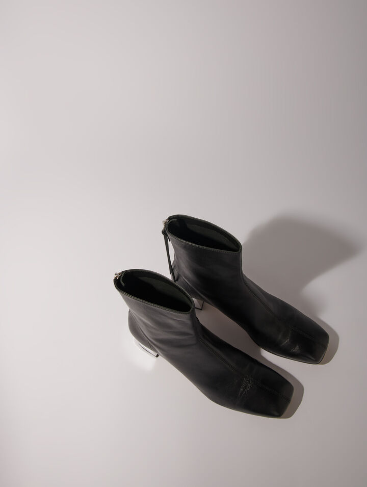 Botines de piel con punta cuadrada