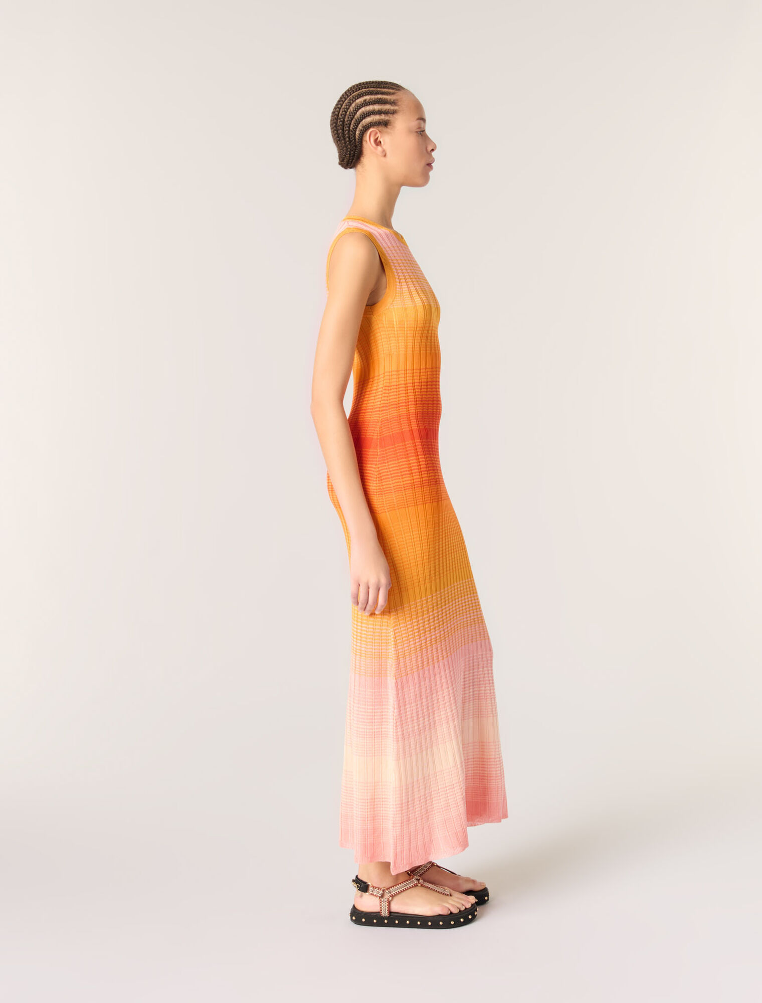 Vestido largo de punto tie-dye