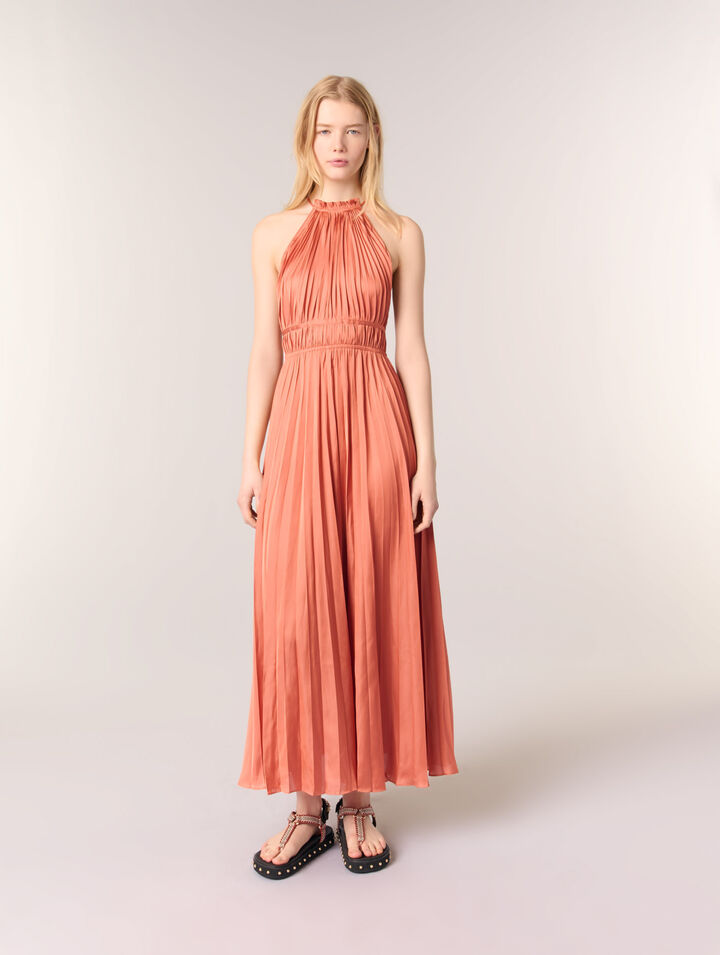 Vestido largo plisado