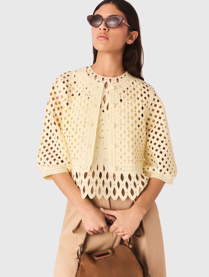 C&aacute;rdigan de ganchillo con strass