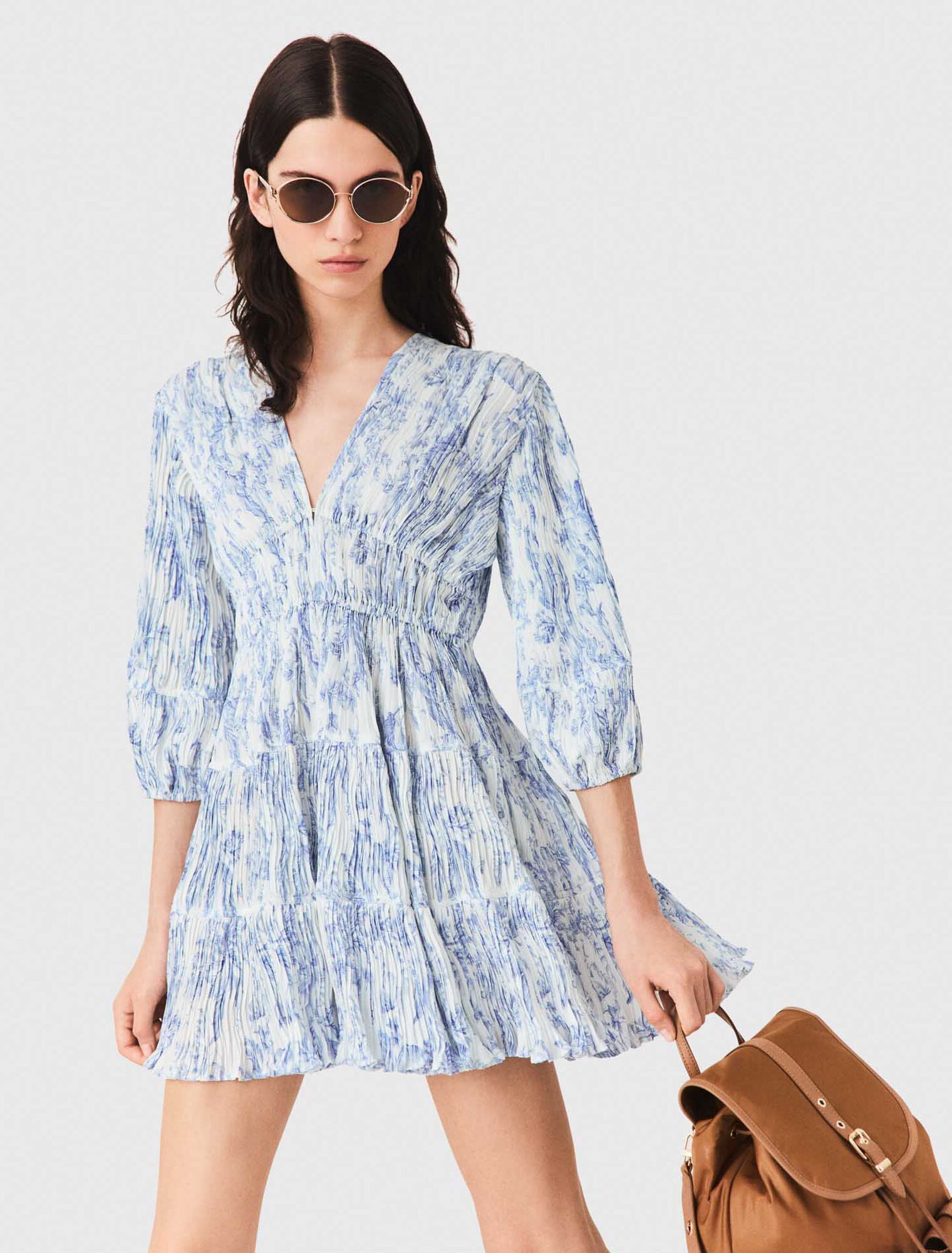 Vestido plisado estampado
