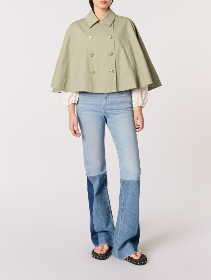 Gabardina corta efecto capa