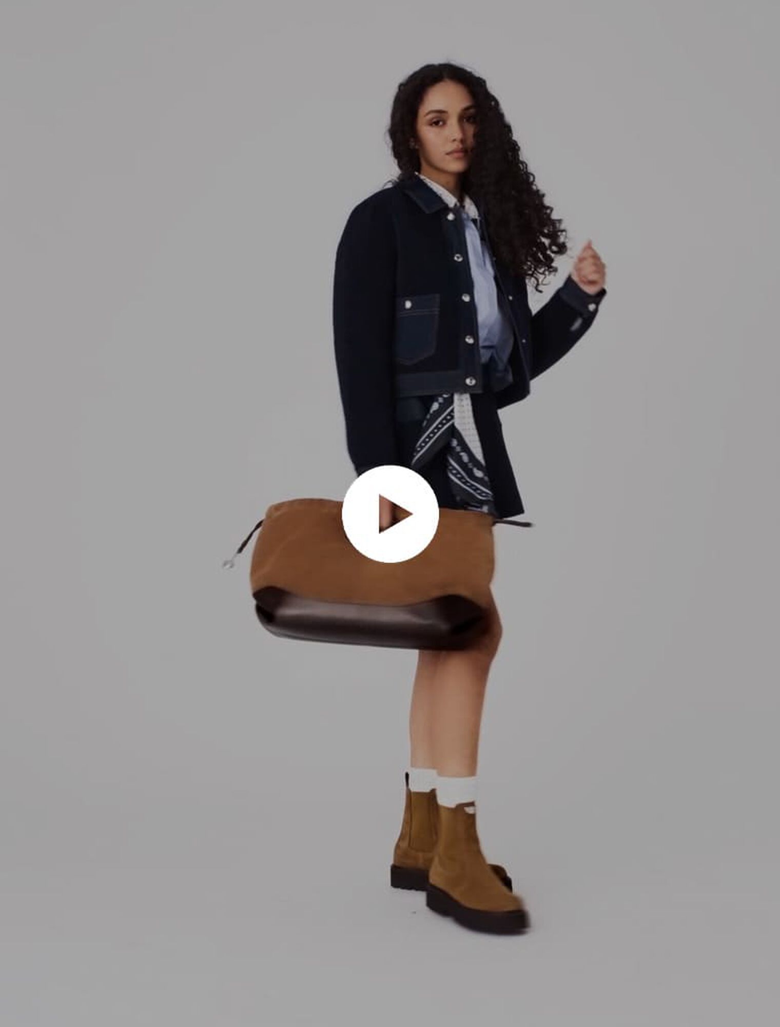 Cazadora de tejido rizado y denim