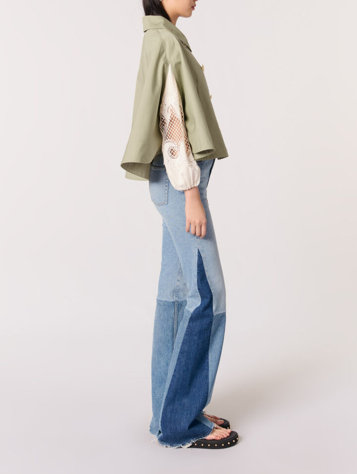 Gabardina corta efecto capa