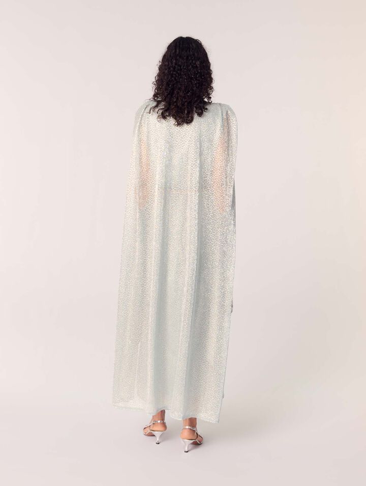 Vestido largo con capa de lurex