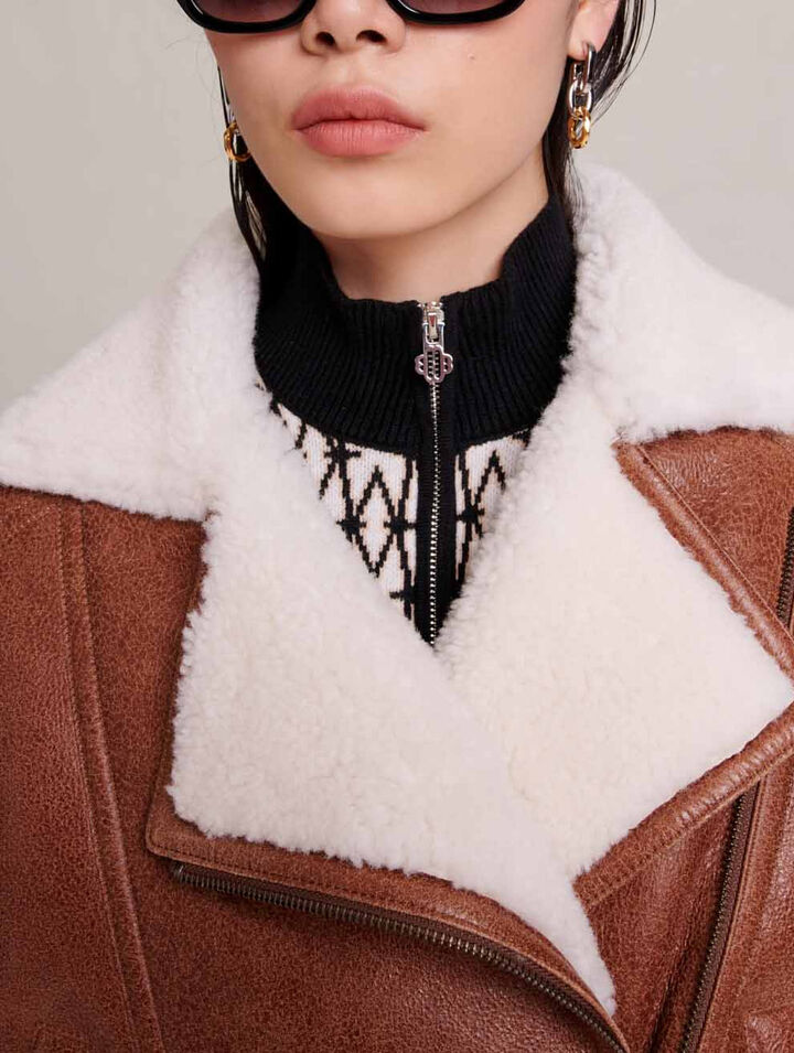 Chaqueta corta de piel de cordero