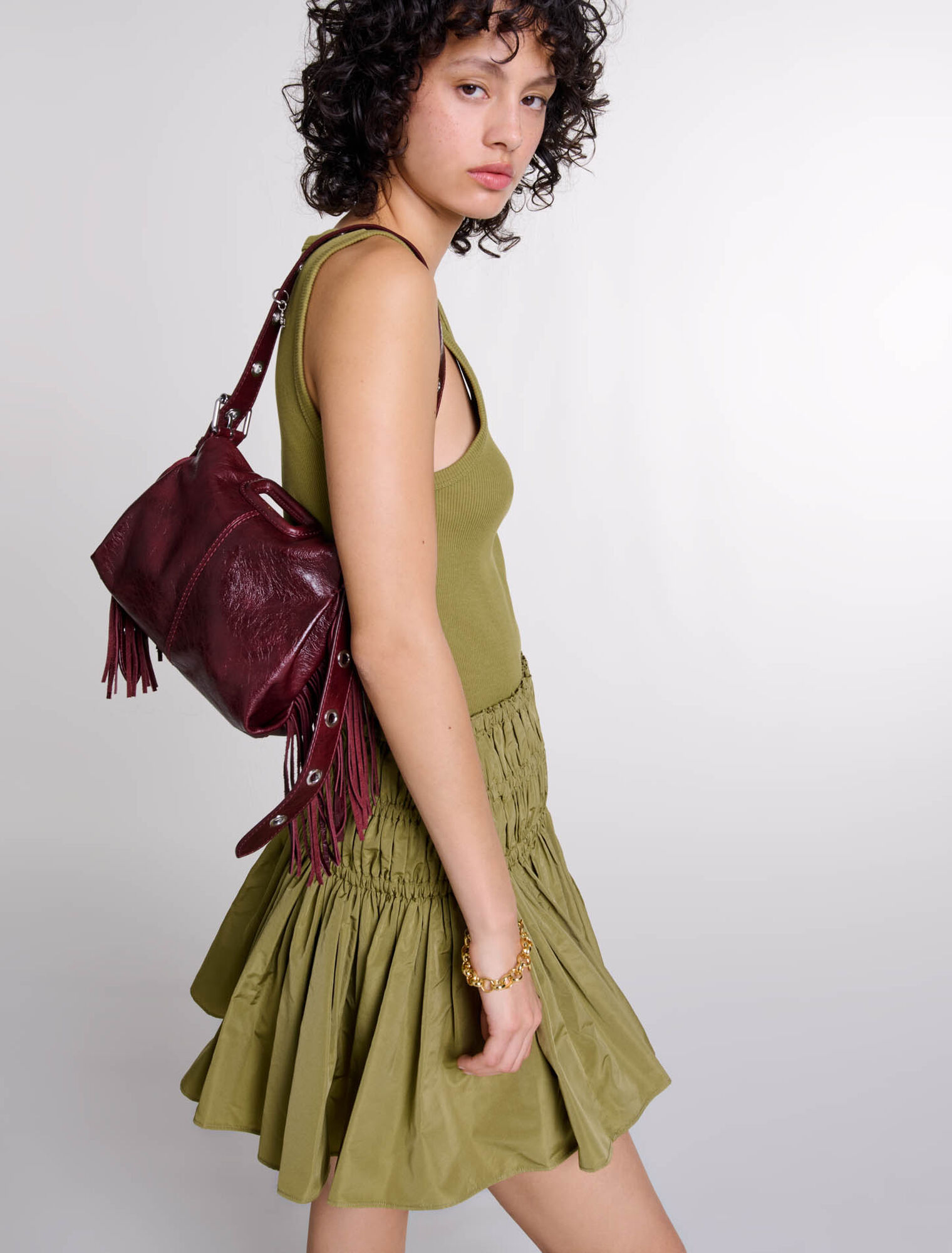Minifalda corta de tafetán