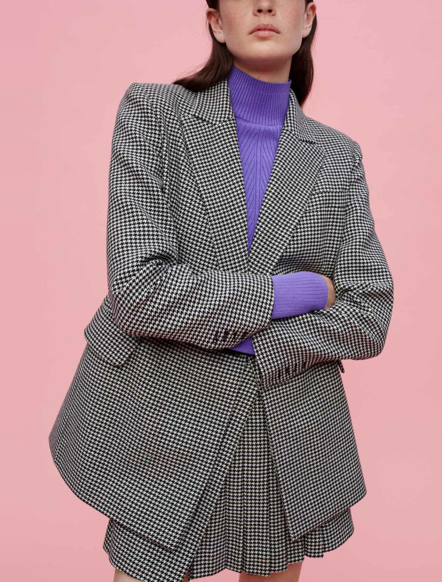 Chaqueta recta de pata de gallo